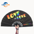 Japanese style large customized hand fan with fabric printing